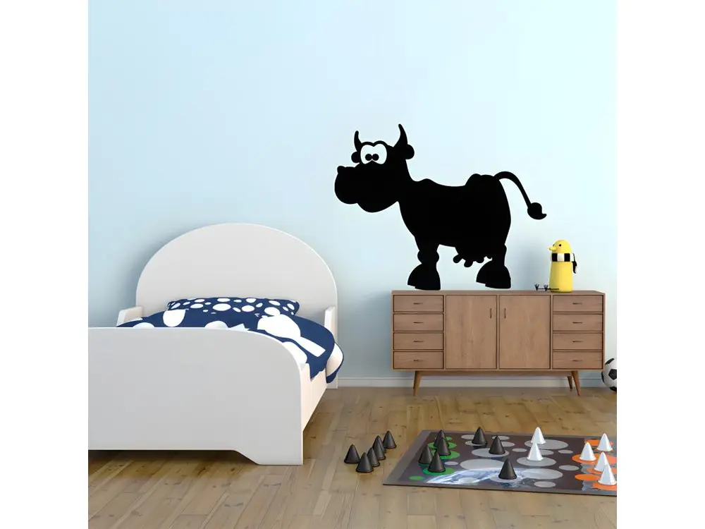 Sticker ardoise tableau noir - stickers muraux adhésif effaçable - CARICATURE D'UNE VACHE - 40x55cm