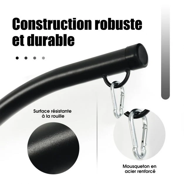 Support fauteuil suspendu de jardin charge max 150 kg hauteur 207 cm en acier base en croix forme de c intérieur/extérieur...