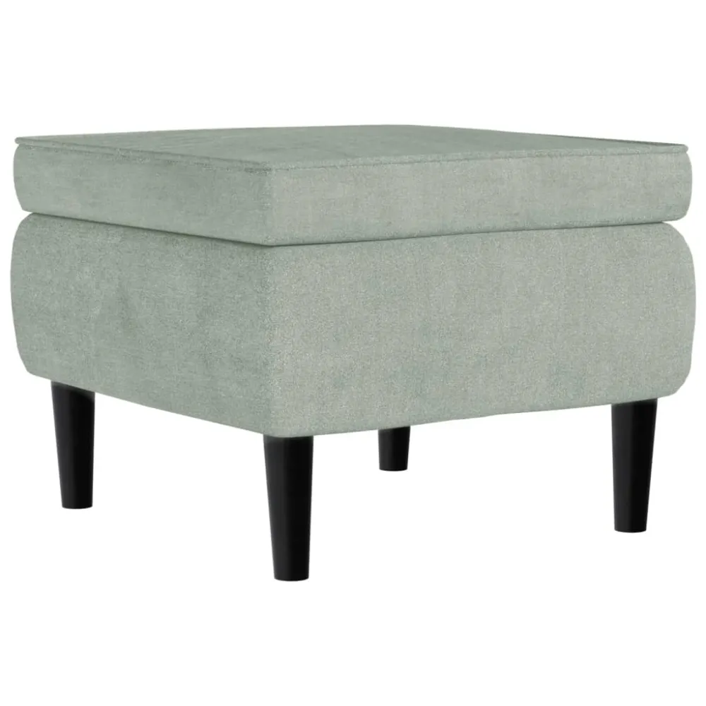 Tabouret assise repose-pieds avec pieds en bois assise en tissu velours gris manifeste DEC026302