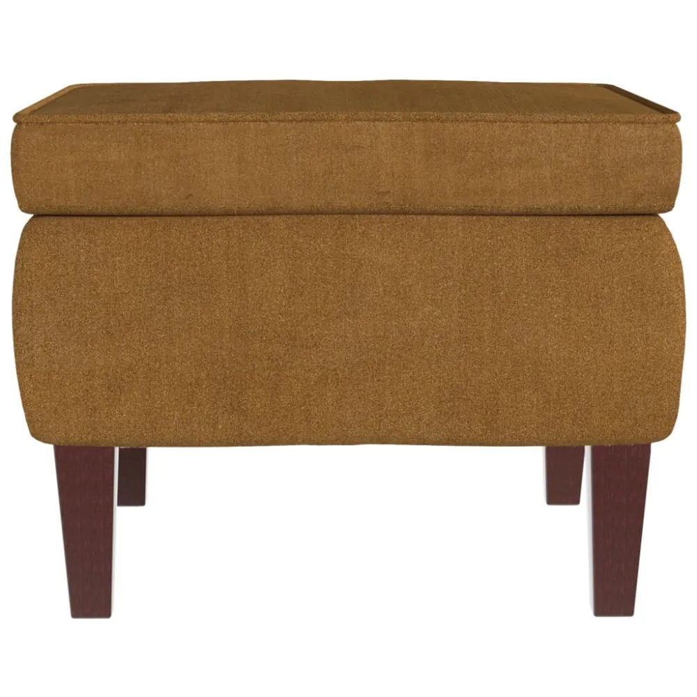 Tabouret assise repose-pieds design traditionnel avec pieds en bois assise en velours marron DEC026311