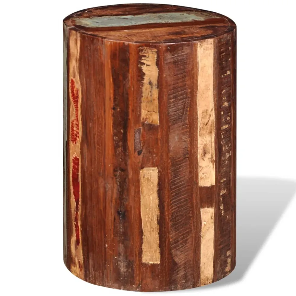 Tabouret assise repose-pieds hauteur 45 cm en bois de récupération massif brun DEC026332
