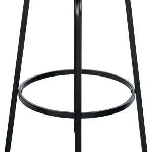 Tabouret de bar avec repose-pieds en velours marron évident piètement métallique noir mat à quatre pieds 10_0006024