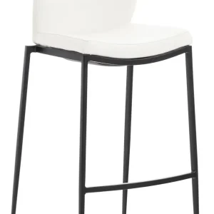 Tabouret de bar x1 repose-pieds design moderne empilable en VINYLE blanc 4 pieds en métal noir 10_0005202
