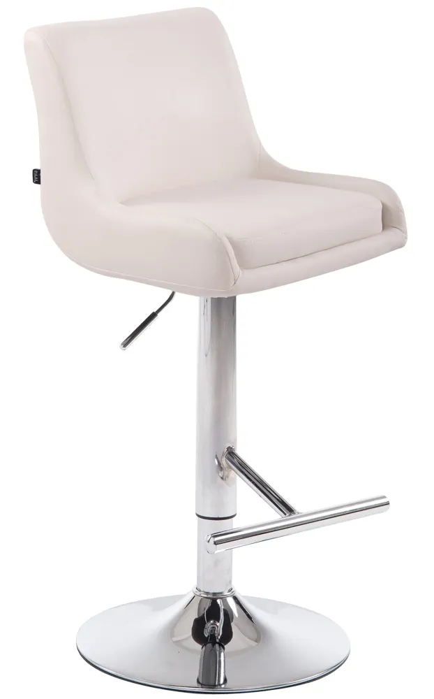 Tabouret de bar x1 style contemporain avec pied métal chromé et dossier bas repose-pieds confortable VINYLE blanc 10_0006301