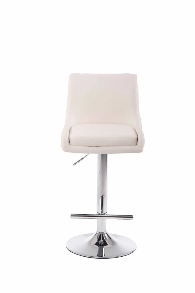 Tabouret de bar x1 style contemporain avec pied métal chromé et dossier bas repose-pieds confortable VINYLE blanc 10_0006301