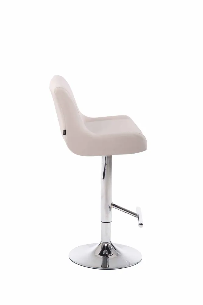Tabouret de bar x1 style contemporain avec pied métal chromé et dossier bas repose-pieds confortable VINYLE blanc 10_0006301