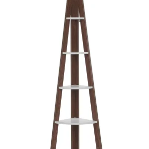 4 Tier Corner Ladder Shelf Dark Wood and Blanc pur MOBILE SOLO