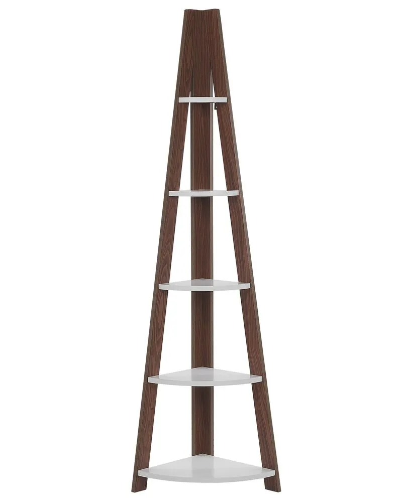 4 Tier Corner Ladder Shelf Dark Wood and Blanc pur MOBILE SOLO