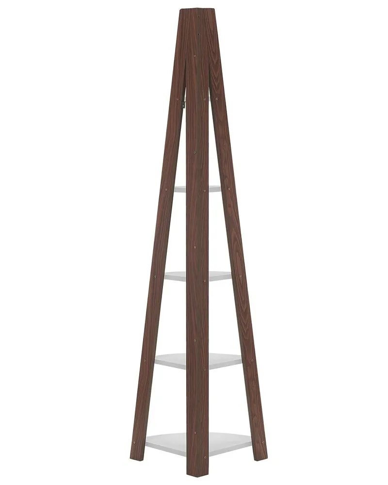 4 Tier Corner Ladder Shelf Dark Wood and Blanc pur MOBILE SOLO