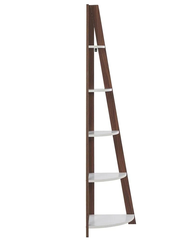 4 Tier Corner Ladder Shelf Dark Wood and Blanc pur MOBILE SOLO