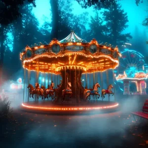 Toile de fond Carnaval Carrousel êt Enchantée Grande Roue GQ5-123