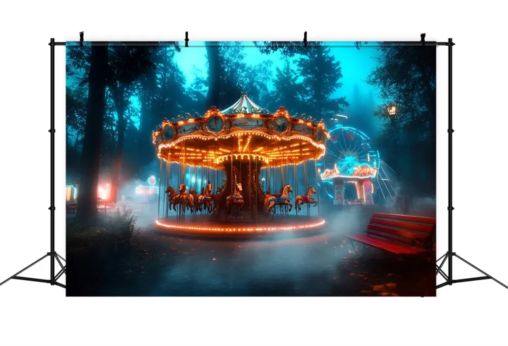 Toile de fond Carnaval Carrousel êt Enchantée Grande Roue GQ5-123