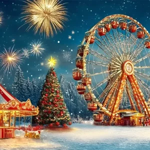 Toile de fond Carnaval Grande Roue de Noël Feux d’Artifice GQ5-118