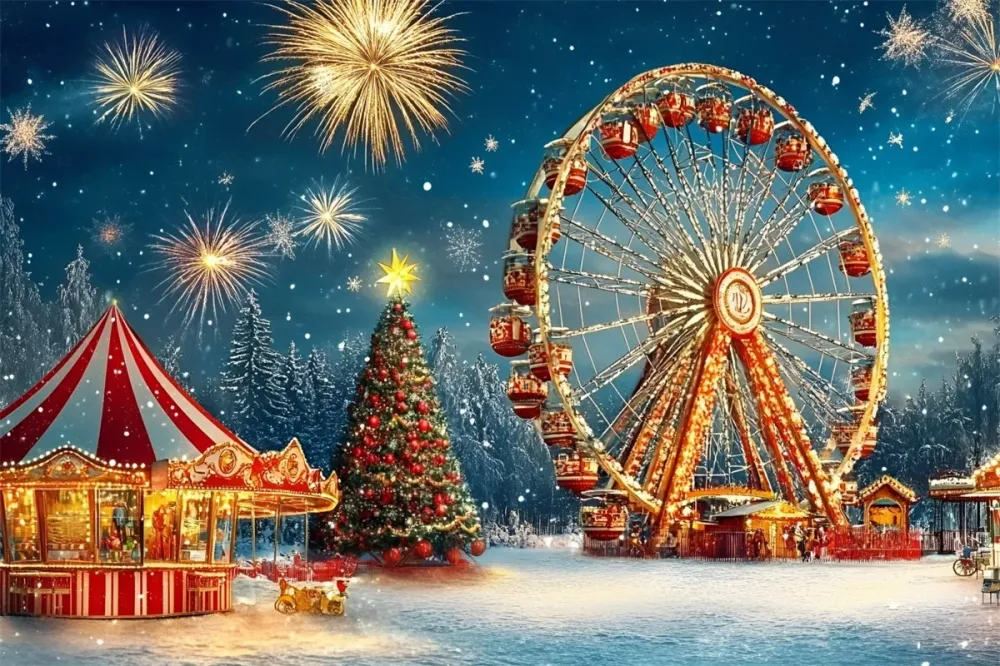 Toile de fond Carnaval Grande Roue de Noël Feux d’Artifice GQ5-118