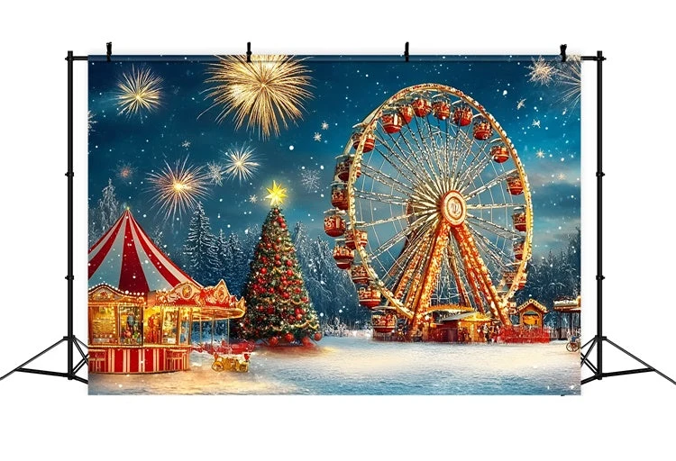 Toile de fond Carnaval Grande Roue de Noël Feux d’Artifice GQ5-118