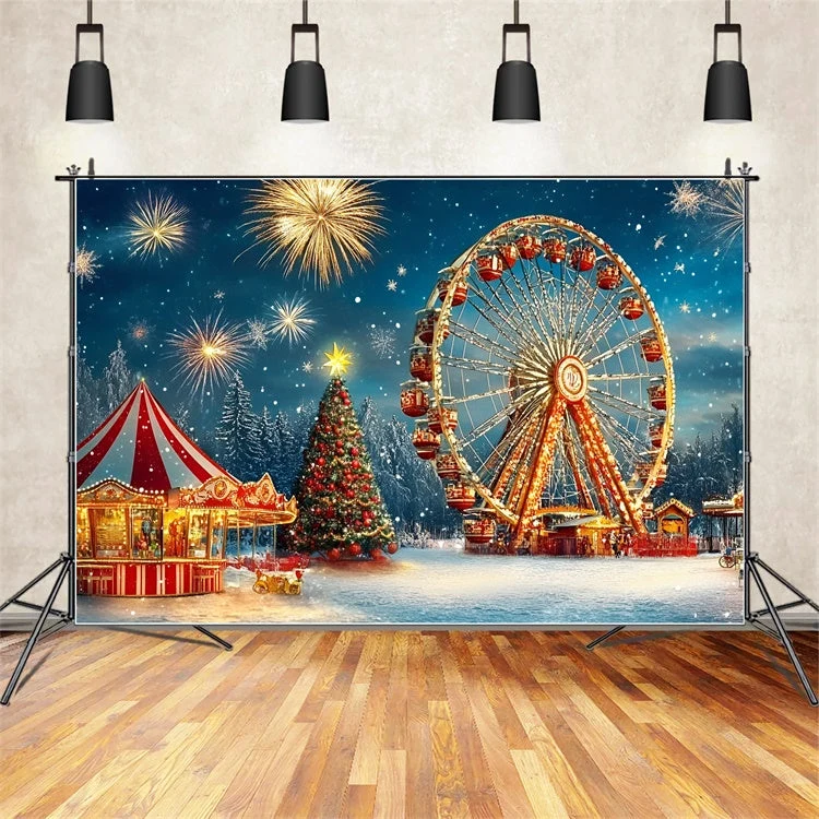 Toile de fond Carnaval Grande Roue de Noël Feux d’Artifice GQ5-118