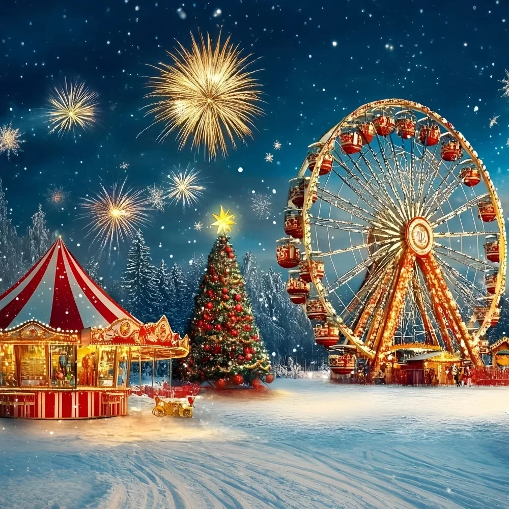 Toile de fond Carnaval Grande Roue de Noël Feux d’Artifice GQ5-118