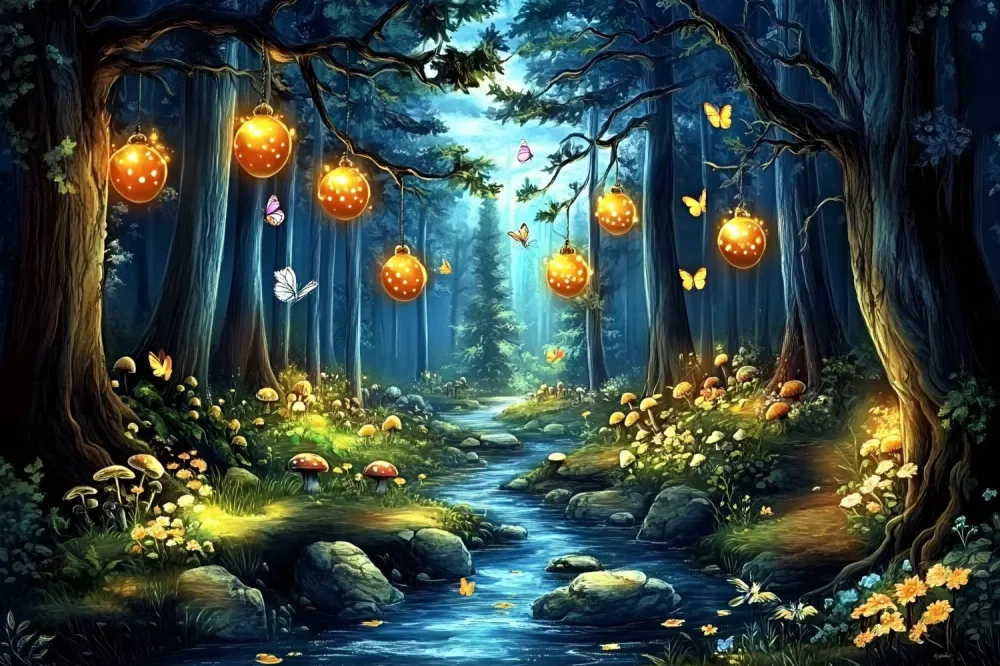 Toile de fond êt Enchantée Idées Lanterne Lumineuse Ruisseau CSH4-80