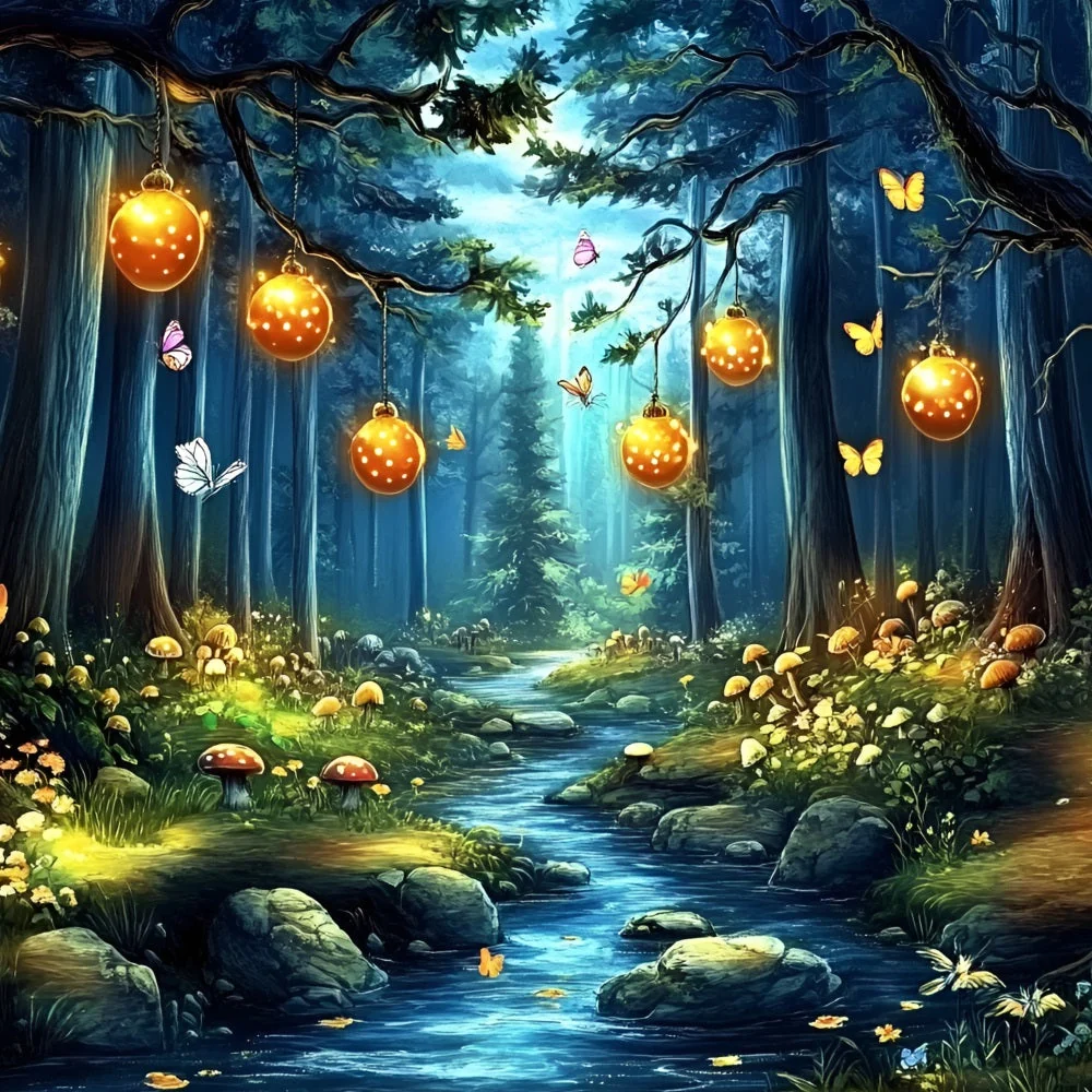 Toile de fond êt Enchantée Idées Lanterne Lumineuse Ruisseau CSH4-80