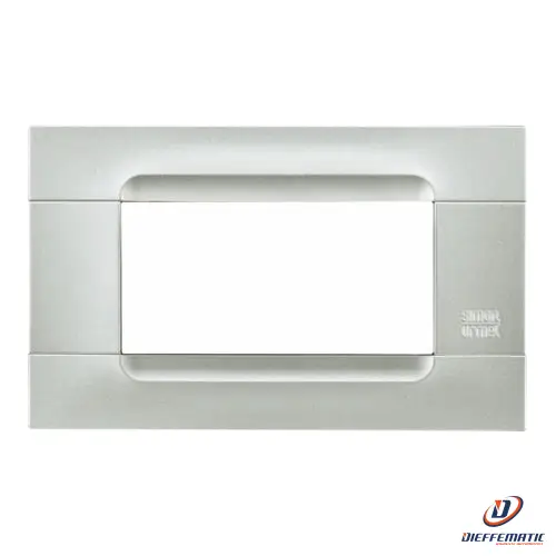 Urmet Placca 4 Moduli, Kàdra, Monochrome, Serie Metallizzata, Argento 10804.Ar