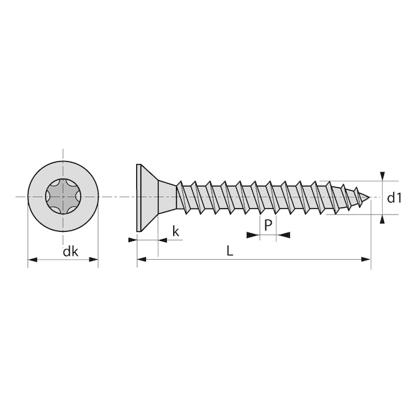 Vis pour panneaux agglomérés tête fraisée Torx® Inox A2 - 4 x 40 mm - BIVI