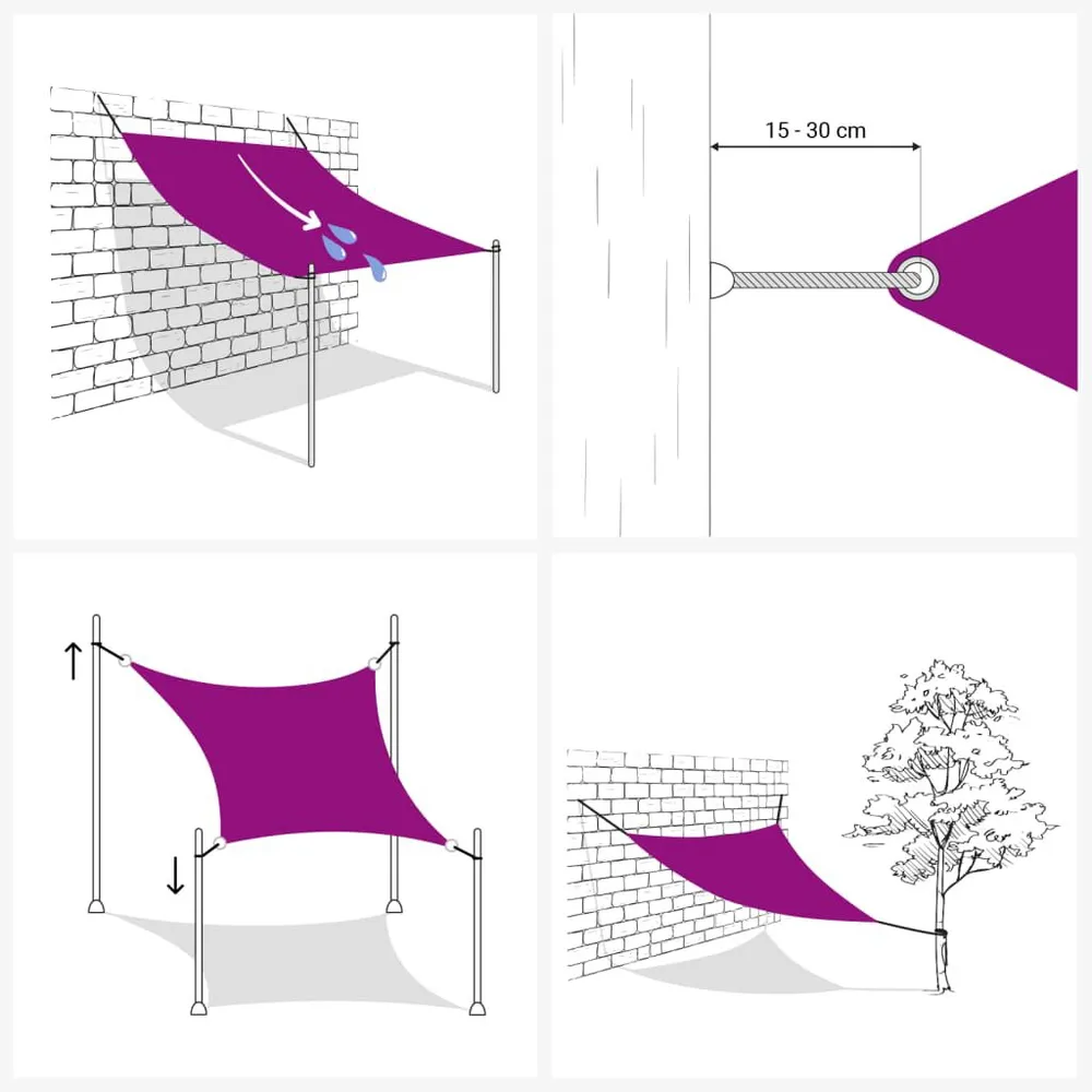 Voile d'ombrage 160 g/m² Anthracite 4x4 m PEHD