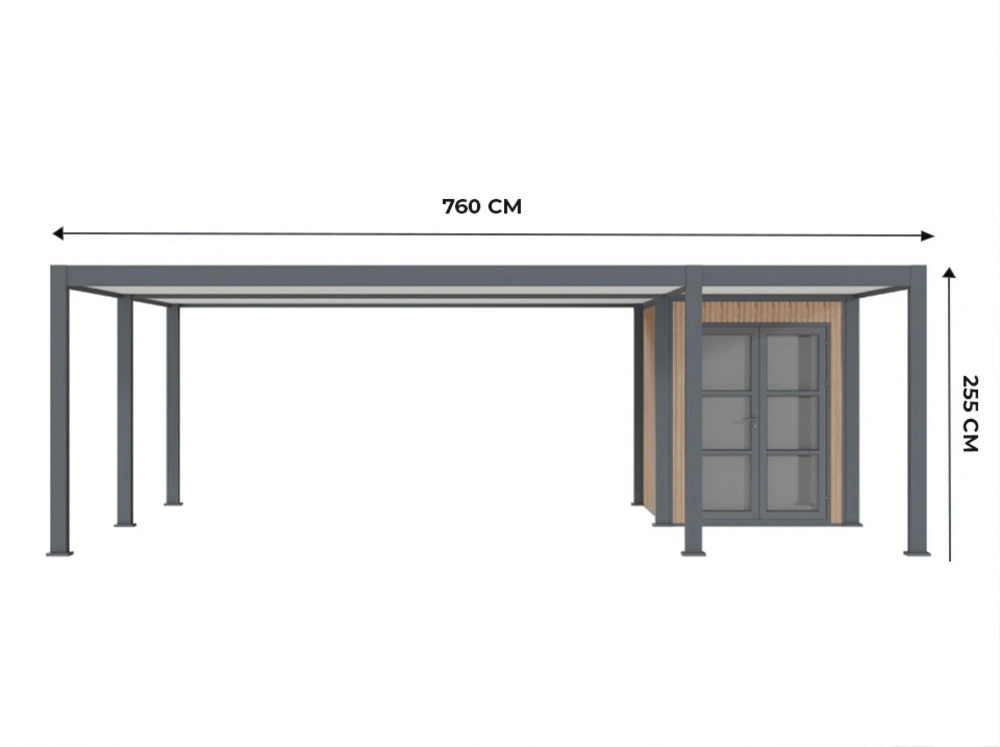 Carport aluminium 760 x 645 cm newark - 43 m² - hauteur : 255 - 2 voitures - abri voiture autoportant - stockage