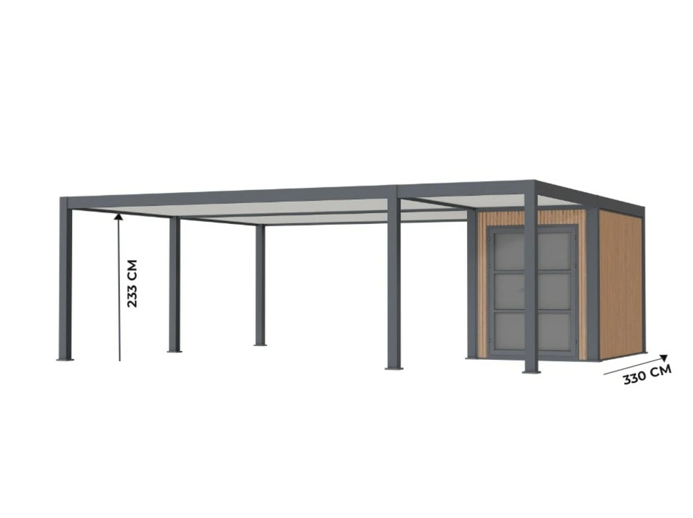 Carport aluminium 760 x 645 cm newark - 43 m² - hauteur : 255 - 2 voitures - abri voiture autoportant - stockage