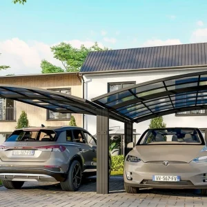 Carport aluminium autoportant bolton - 500 x 600 - 2 voiture - toiture en lexan traite anti-uv