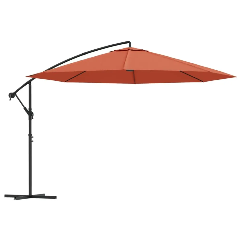 Parasol meuble de jardin en porte-à-fau x avec mât aluminium 350 cm terre cuite 02_0008606