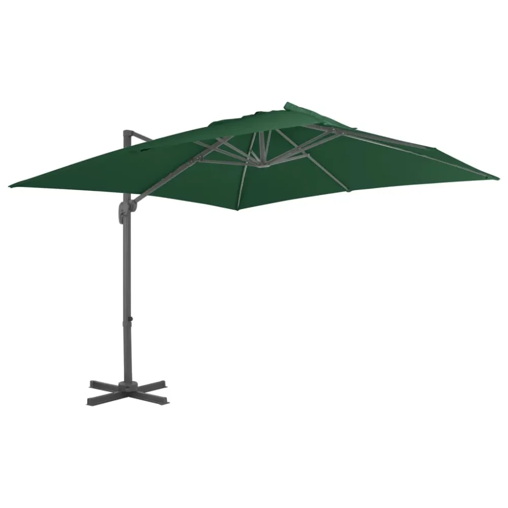 Parasol meuble de jardin en porte-à-faux avec mât en aluminium 400 x 300 cm vert 02_0008620