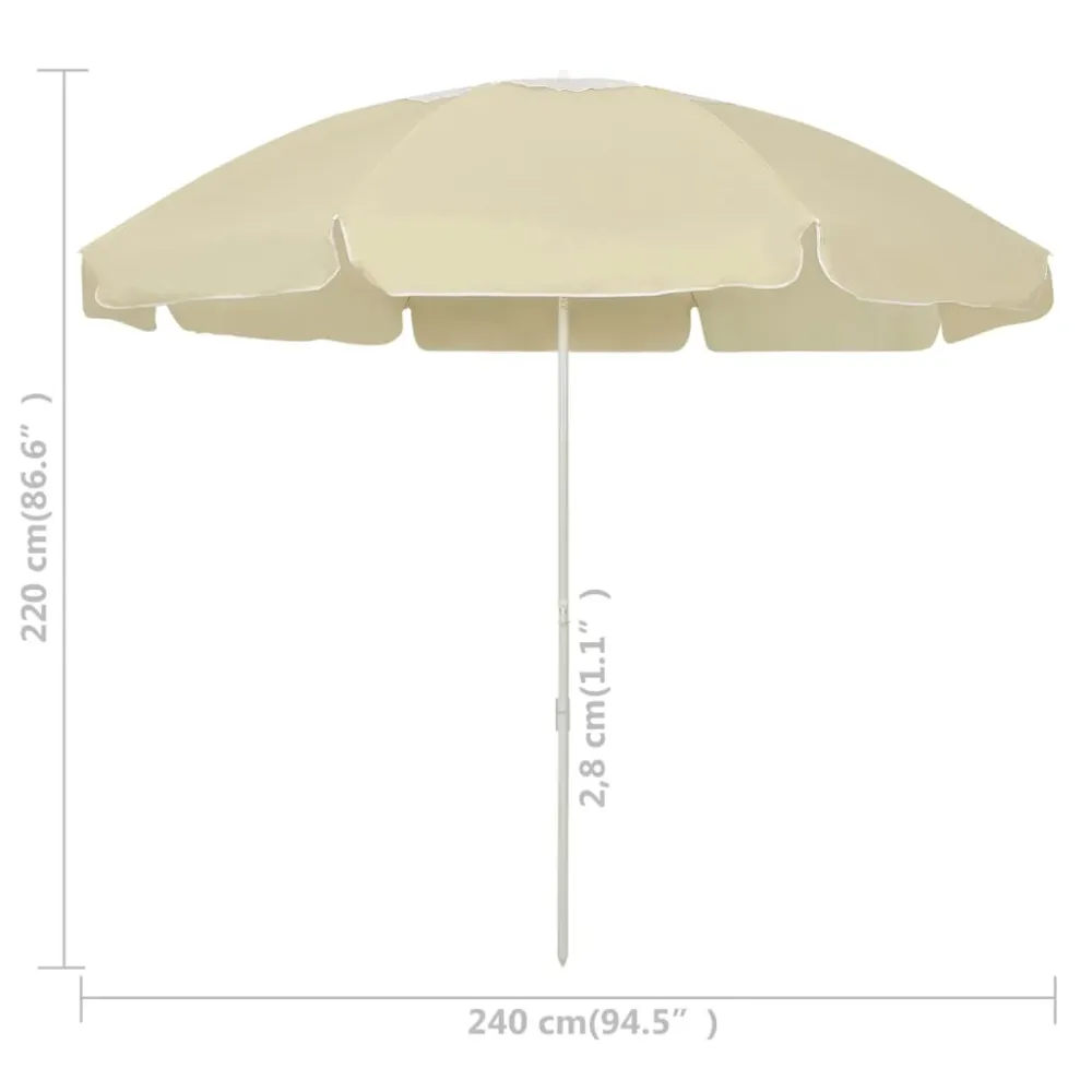 Parasol de plage jaune sable 240 cm 02_0008397