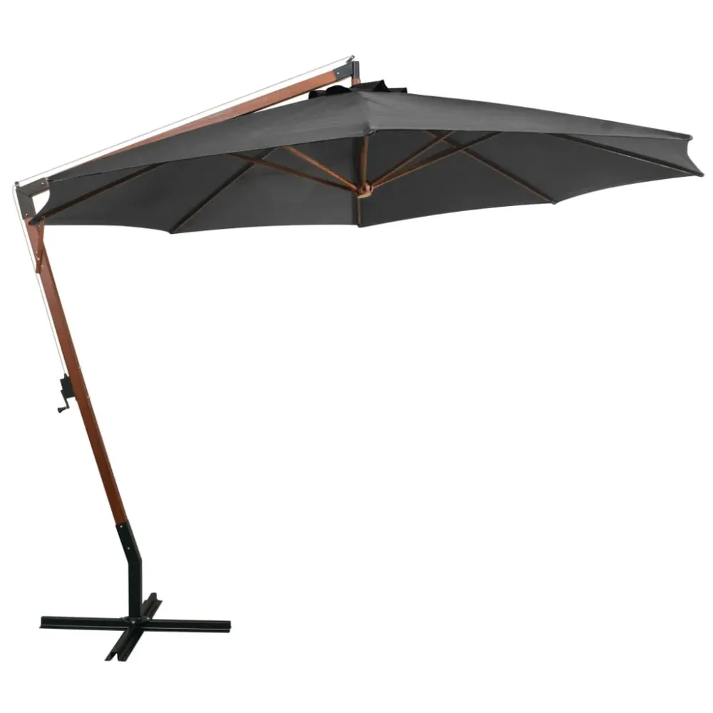 Parasol suspendu avec mât 3,5 x 2,9 m bois de sapin anthracite 02_0008705