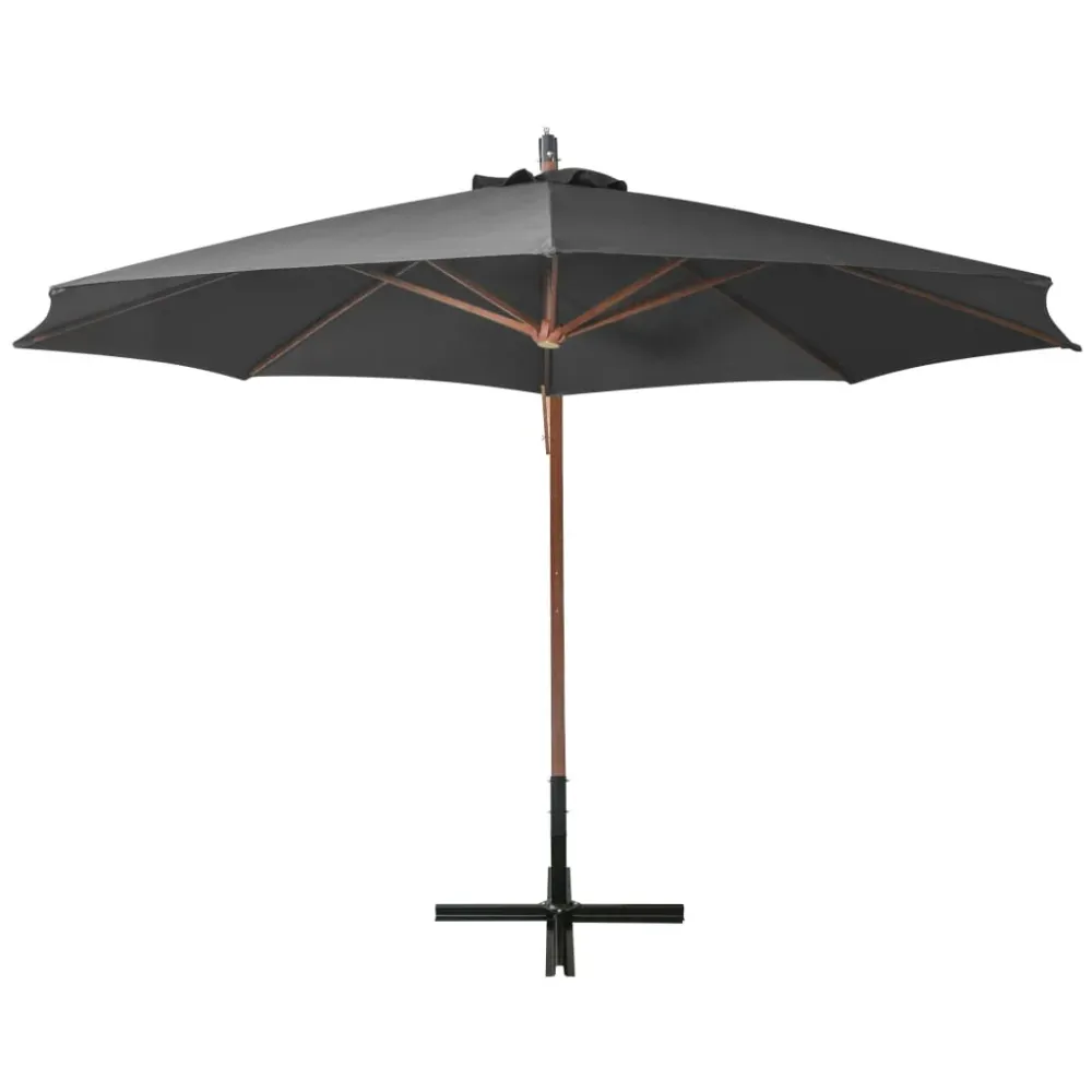 Parasol suspendu avec mât 3,5 x 2,9 m bois de sapin anthracite 02_0008705