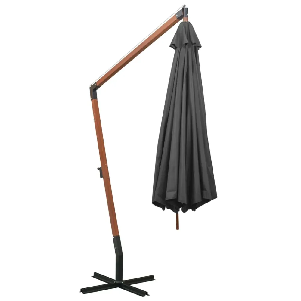 Parasol suspendu avec mât 3,5 x 2,9 m bois de sapin anthracite 02_0008705