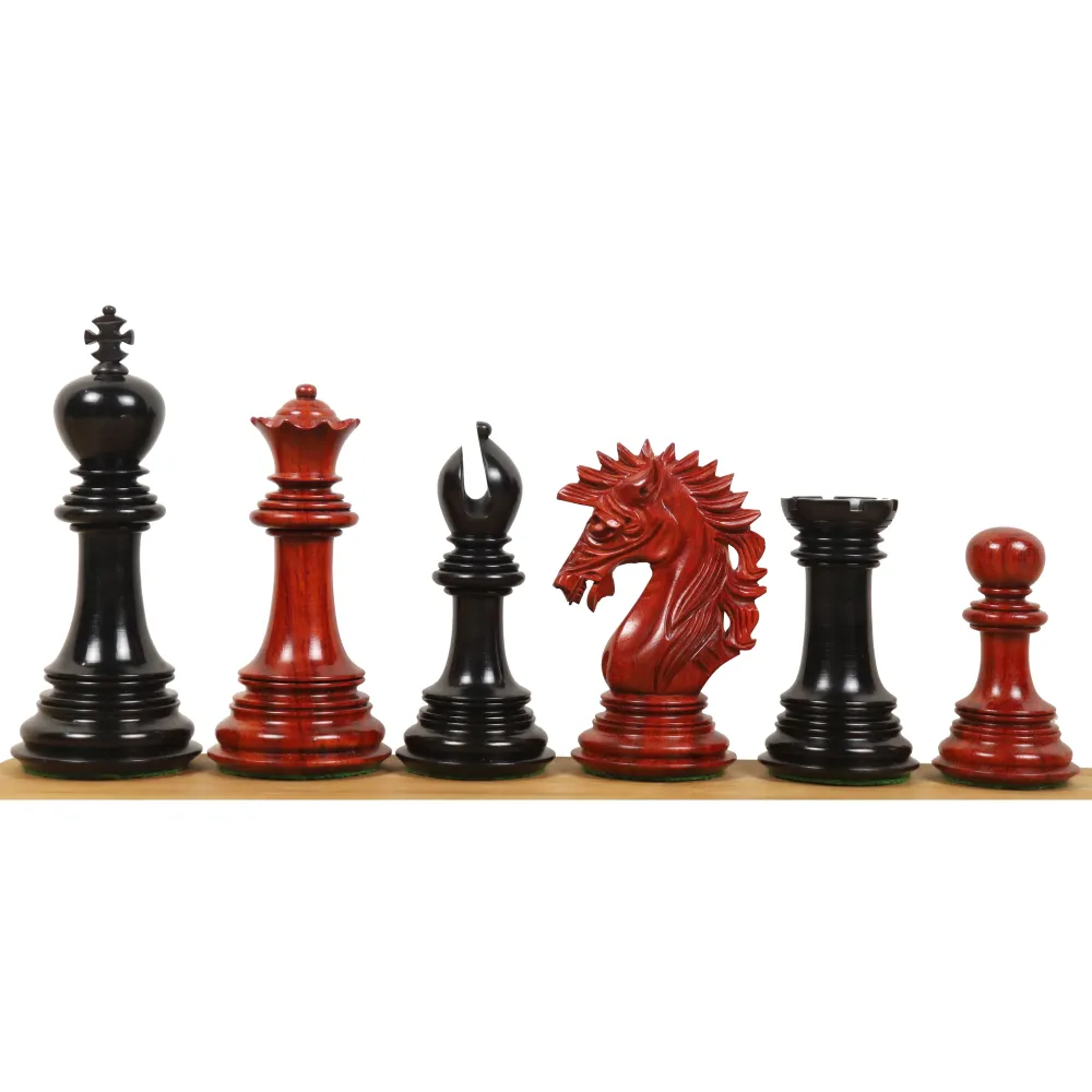 Pièces d'échecs de luxe Mogul Staunton de 4.6" légèrement imparfaites - Trois fois poids - Ebène et palissandre.