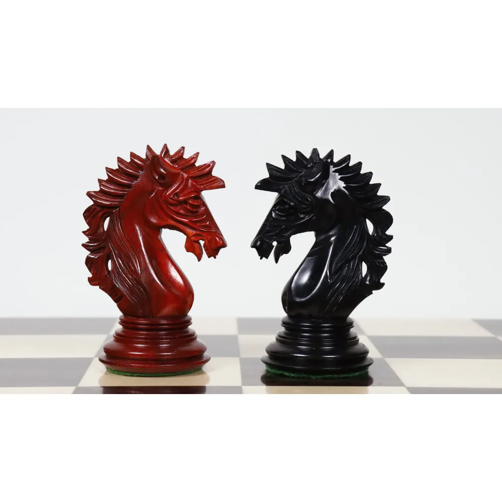 Pièces d'échecs de luxe Mogul Staunton de 4.6" légèrement imparfaites - Trois fois poids - Ebène et palissandre.