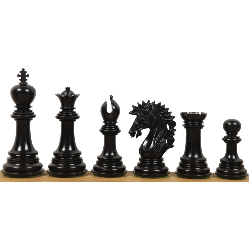 Pièces d'échecs de luxe Mogul Staunton de 4.6" légèrement imparfaites - Trois fois poids - Ebène et palissandre.