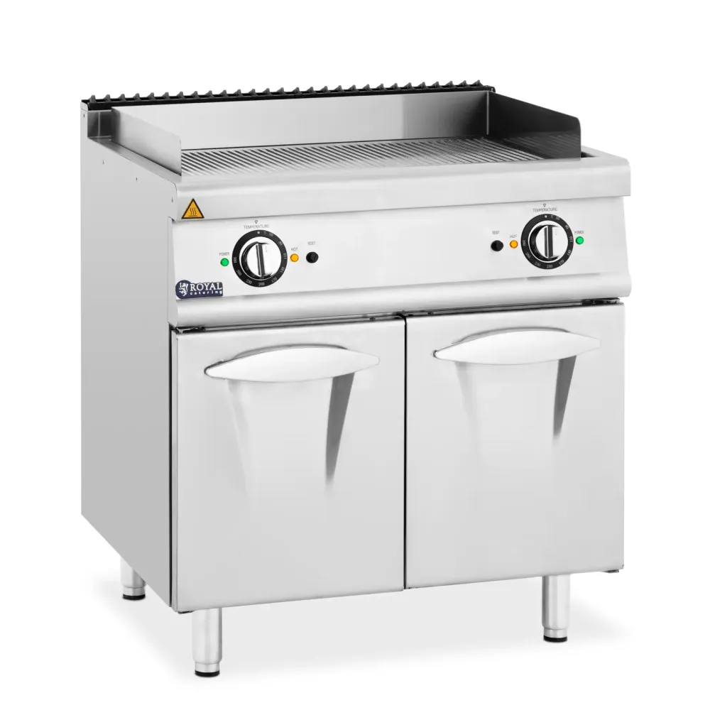 Plancha électrique dupliqué 10,8 kw rainurée armoire intégrée acier inoxydable acier chromé argent métallisé 14_0009541