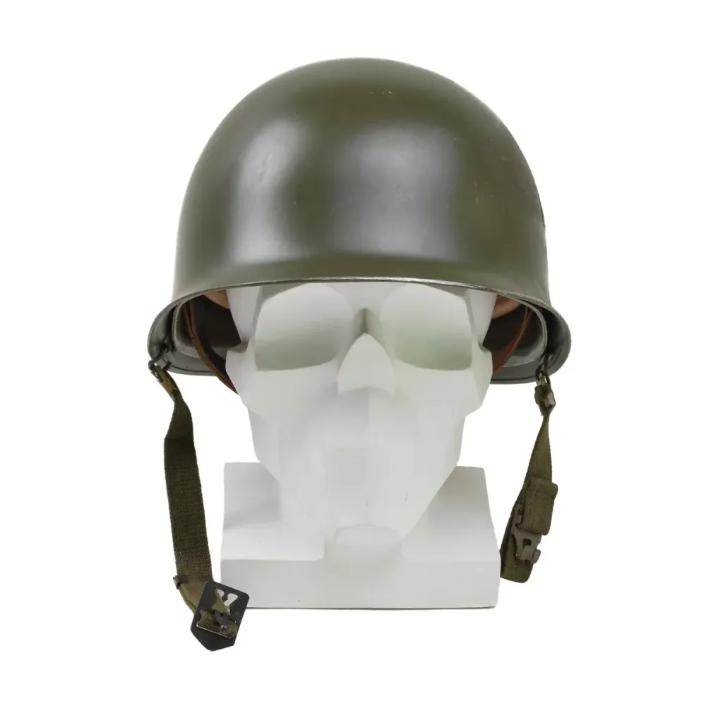 Casque militaire belge original en acier M51, combat tactique, armée, intérieur en VINYLE, olive