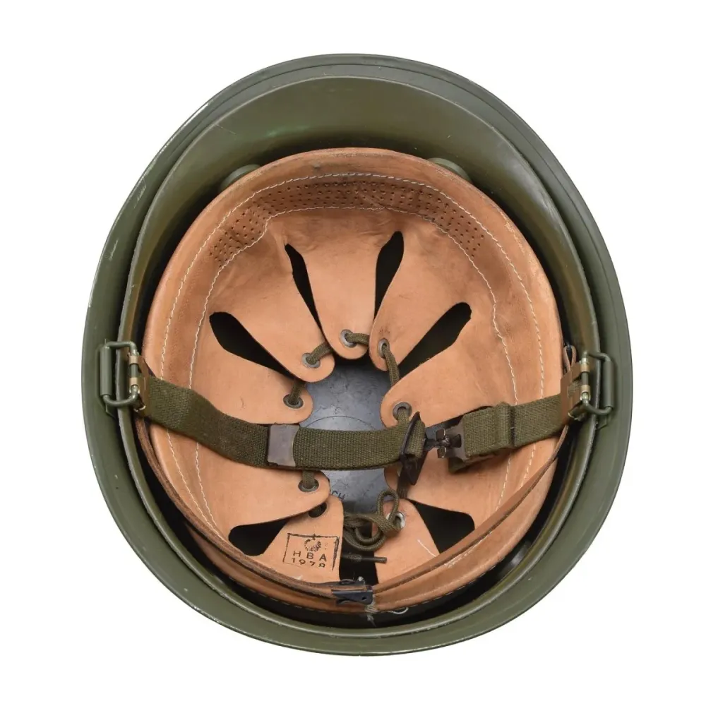 Casque militaire belge original en acier M51, combat tactique, armée, intérieur en VINYLE, olive