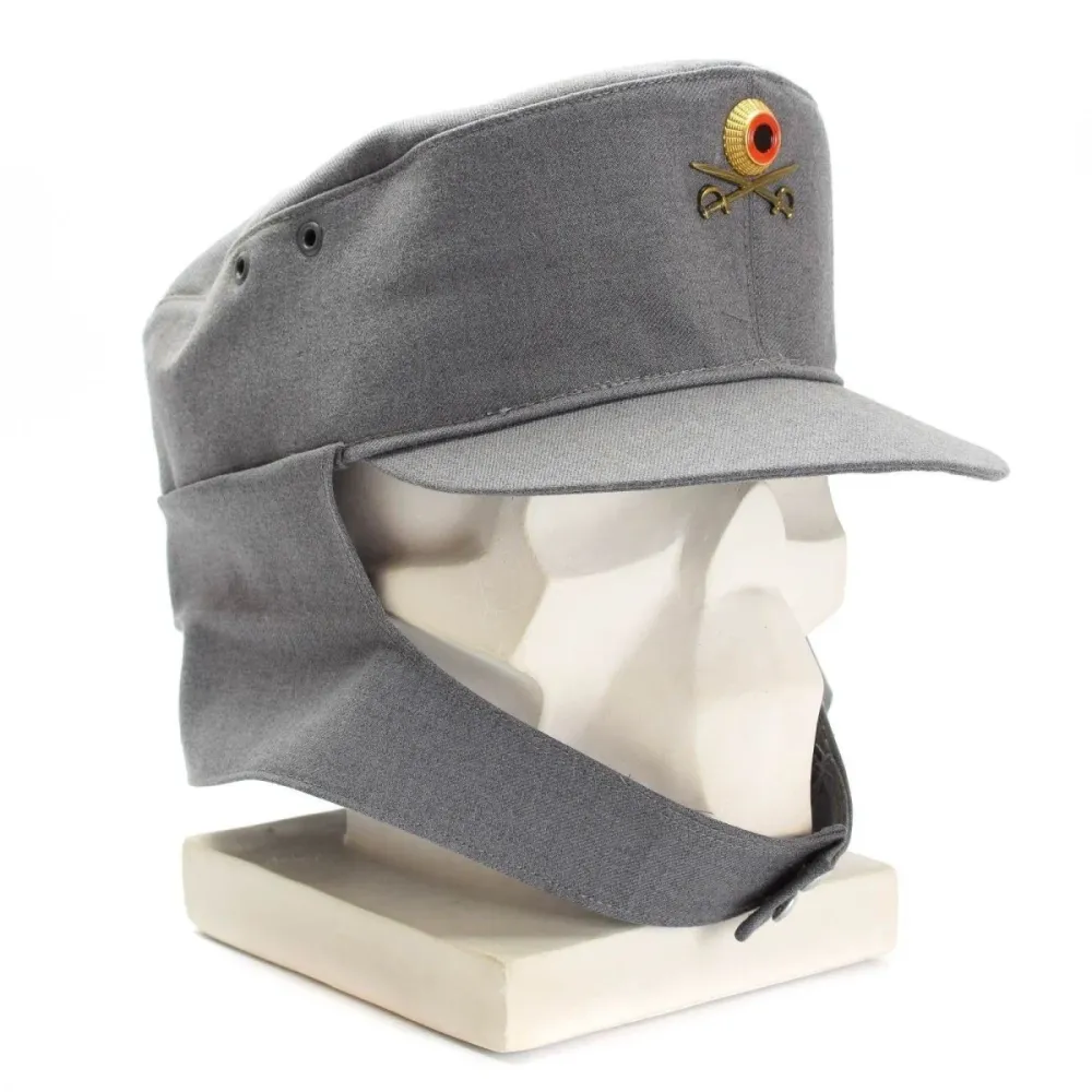 Casquette militaire de montagne originale de l'armée allemande Gebigsjäger grise avec badge à fleurs pour Motoneige