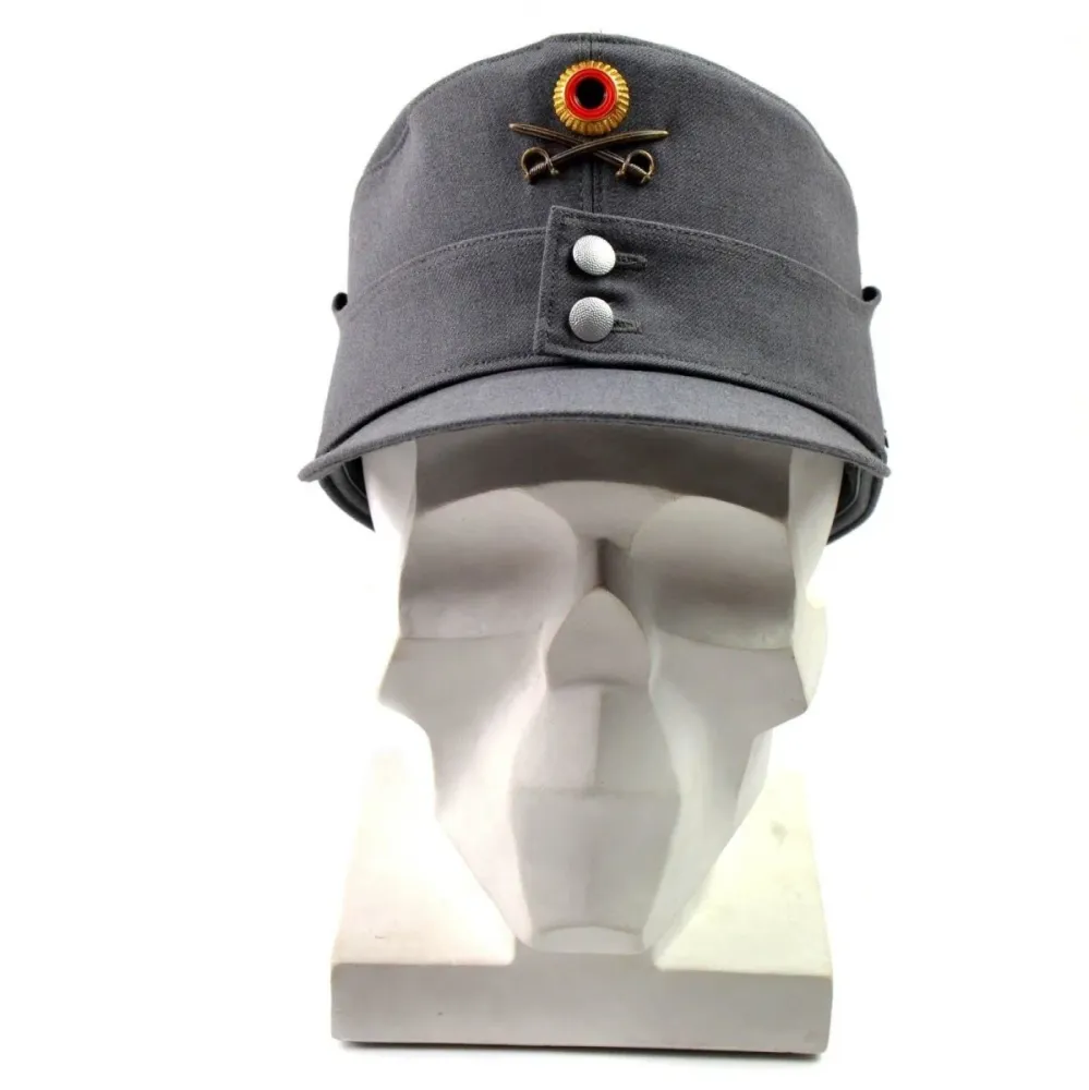 Casquette militaire de montagne originale de l'armée allemande Gebigsjäger grise avec badge à fleurs pour Motoneige