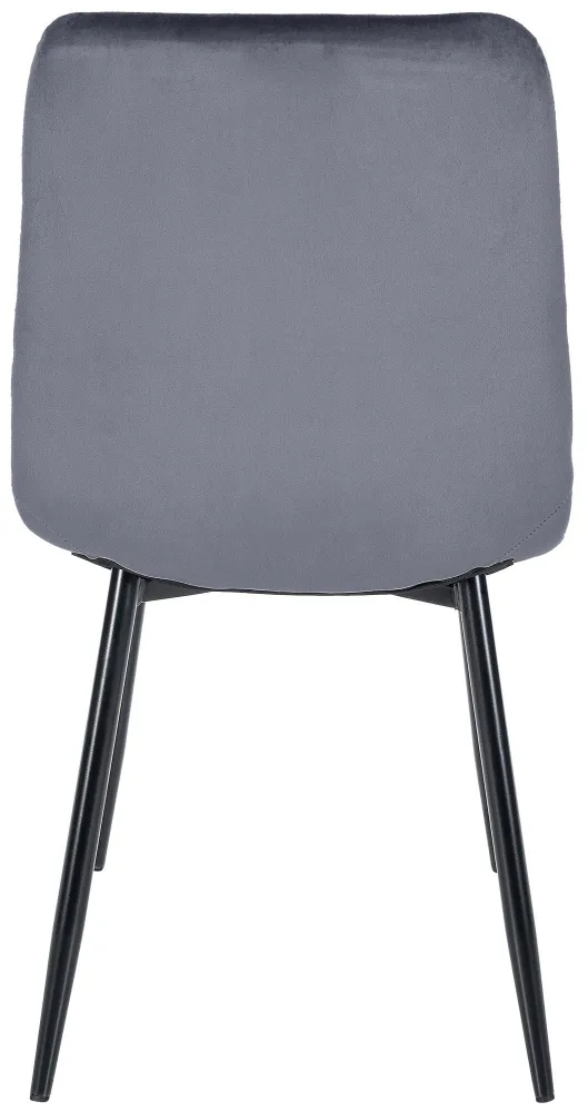 Chaise de salle à manger x1 coutures décoratives carrées en tissu velours gris profond et métal noir 10_0002135