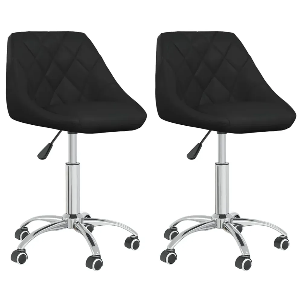 Coffre de rangement Set de 2 tabourets sièges pivotants sur roulettes hauteur réglable en VINYLE noir cadre en acier DEC02...