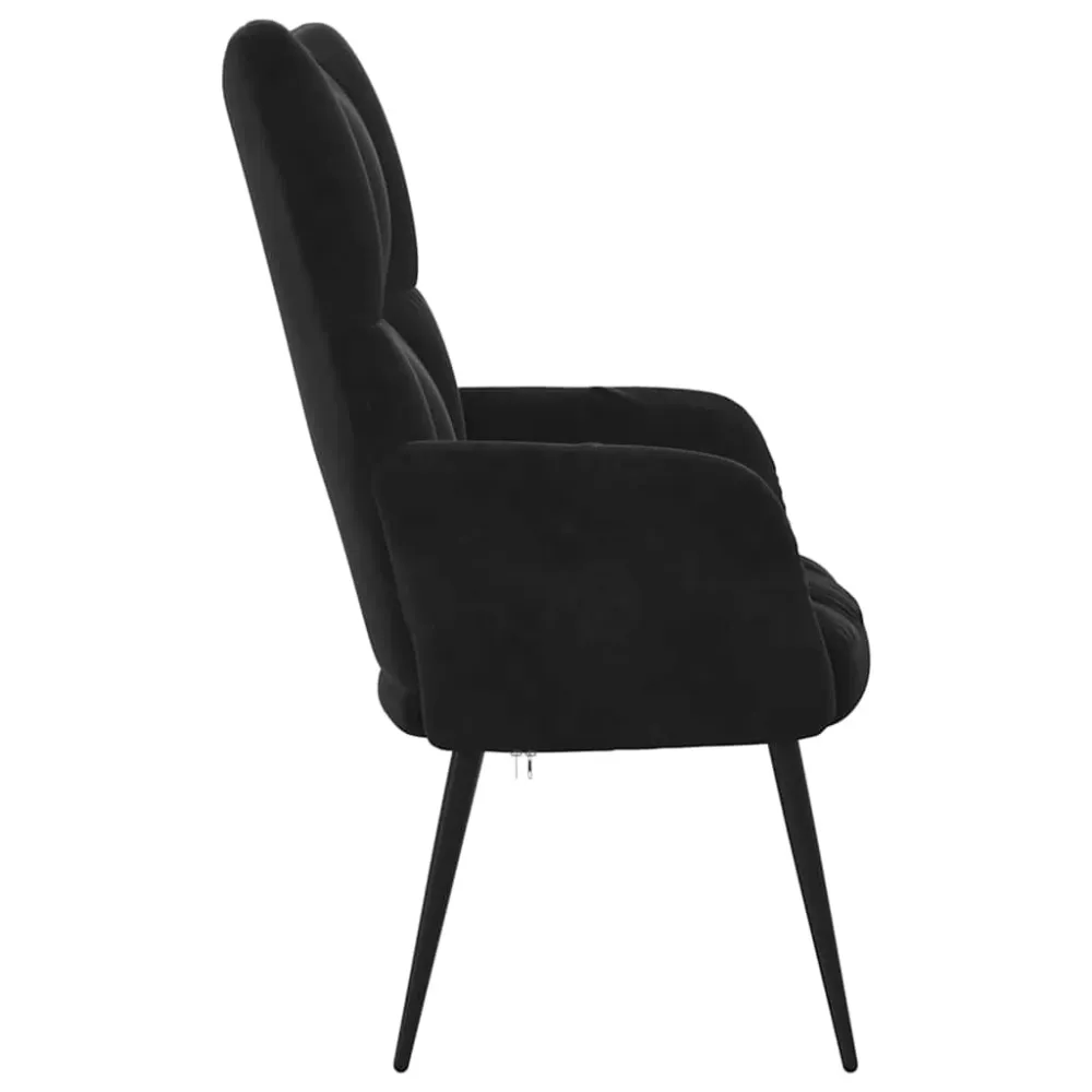 Fauteuil lounge chaise de canapé design contemporain en velours noir coutures décoratives DEC026746
