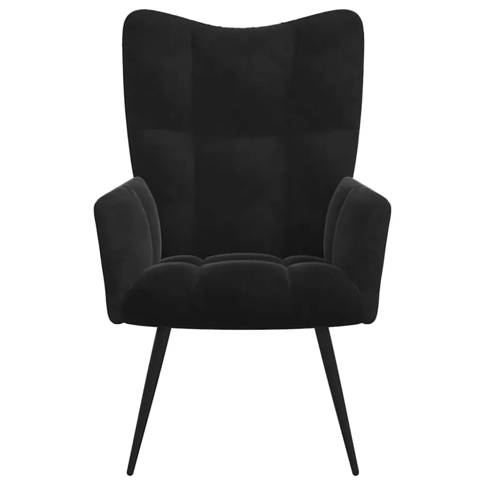 Fauteuil lounge chaise de canapé design contemporain en velours noir coutures décoratives DEC026746