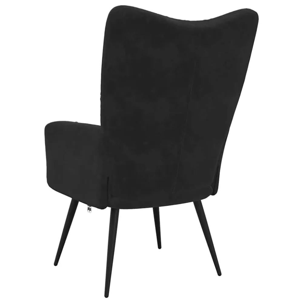 Fauteuil lounge chaise de canapé design contemporain en velours noir coutures décoratives DEC026746
