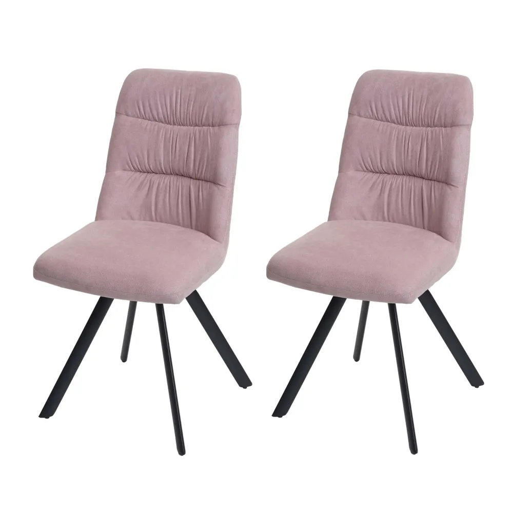 Lot de 2 chaises de salle à manger rotation à 90° dans les deux sens en velours rose structure en acier 04_0007360 avec Re...