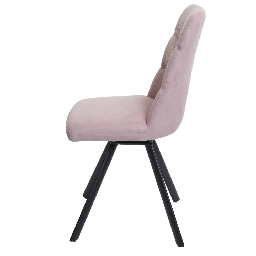 Lot de 2 chaises de salle à manger rotation à 90° dans les deux sens en velours rose structure en acier 04_0007360 avec Re...